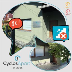 Ein Bild eines Gebäudes mit einem Schild, auf dem „Cevos Agent Equal“ steht. in der Unterkunft CyclosApart in Esquel