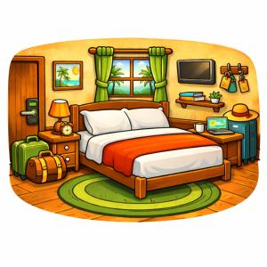 an illustration of a bedroom with a bed at Hostal de prueba GHPro in Rancho Alamo Bonito