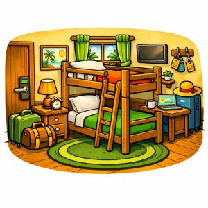 a illustration of a bedroom with a bunk bed at Hostal de prueba GHPro in Rancho Alamo Bonito