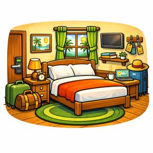 an illustration of a bedroom with a bed at Hostal de prueba GHPro in Rancho Alamo Bonito