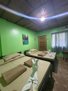 two beds in a room with a person laying on them at In-N-Out Hostel in Siquijor +37 photos