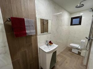 a bathroom with a white sink and a toilet at Delight House in Samokov +42 photos