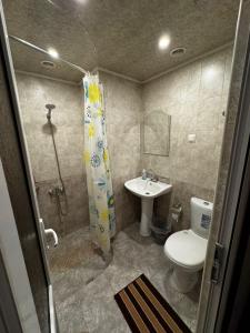 a small bathroom with a toilet and a sink at Arpi-Ureni Guesthouse in Ertich +26 photos