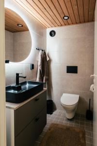 a bathroom with a sink and a toilet at Lapland Lakeside Villa in Ranua +21 photos
