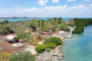 an aerial view of a small island in a river at Roko Island in Thursday Island
