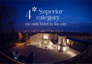 a sign that reads superior catererery the only hotel in the city at Hotel Golden Key, 4 Stars Superior in Nitra