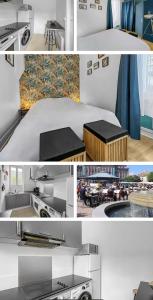 a collage of photos of a kitchen and a room at Superbe appartement au centre de POISSY in Poissy