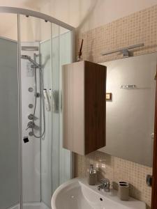 a bathroom with a sink and a shower at Liguorini House in Avellino +19 photos