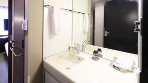 a bathroom with a sink and a mirror at Dormy Inn Himeji Natural Hot Spring in Himeji