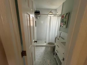 a bathroom with a toilet and a shower at Beachside One Bedroom Condo with Pool Access in Hollywood