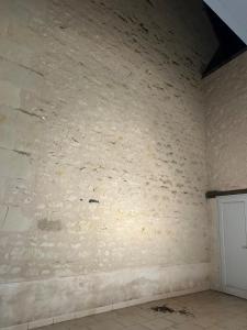 an empty room with a white brick wall at nid douillet in La Roche-Posay