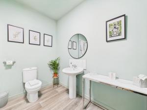 a bathroom with a sink toilet and a mirror at Glenshee Suite, Beechtree Cottage in Kirkmichael