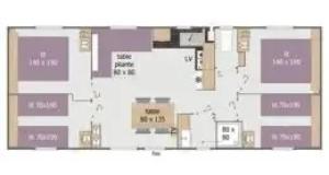 a drawing of a floor plan of a building at Chalet 4 étoiles - Piscine - ef0c00 in Monceaux-sur-Dordogne