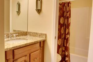 a bathroom with a sink and a shower at Bavarian Brook Condo 15 in Helen