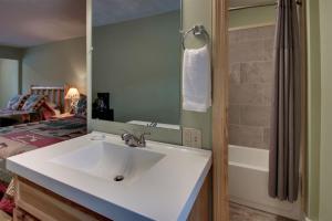 a bathroom with a white sink and a mirror at Bavarian Brook 8a in Helen