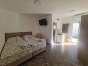 a bedroom with a bed and a television in it at Smeštaj kod Lazarice Šid in Šid