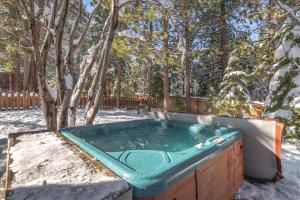 a jacuzzi tub in the snow in a yard at Dollar Point - Observation Dr, home in Tahoe City