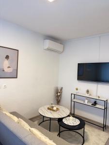 a living room with a couch and a tv at Bella stan na dan in Široki Brijeg