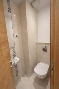 a bathroom with a toilet and a sink at Libertina Rafailovici in Rafailovici +10 photos