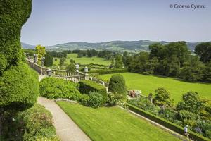 a view of a garden with bushes and trees at 1 Bed in Welshpool oc-75714 in Meifod