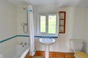 a bathroom with a sink and a toilet and a window at 4 Bed in Presteigne oc-wak235 in Norton +8 photos