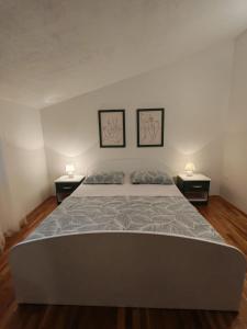 a bedroom with a large bed with two night stands at Apartment Damir in Tučepi