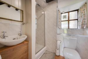 a bathroom with a sink and a toilet and a shower at 3 Bed in Dolgellau oc-wah569 in Llanfachreth +12 photos