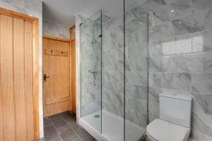 a bathroom with a toilet and a glass shower at 2 Bed in Mumbles oc-hh382 in The Mumbles +18 photos