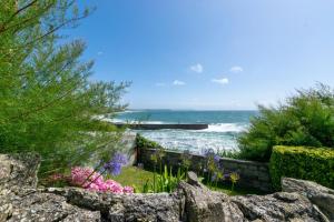 a garden with a view of the ocean at 2 Bed in Porthleven oc-stmich in Porthleven