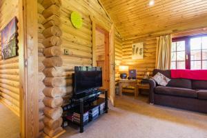 a living room with a flat screen tv in a log cabin at 2 Bed in Felton oc-c30643 in Felton