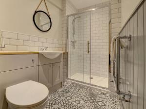 a bathroom with a toilet and a shower at 2 Bed in Appledore oc-hide1 in Appledore +8 photos
