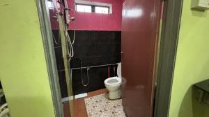 a bathroom with a shower with a toilet in it at Studio Khalida Taman Perdana in Pekan