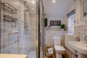 a bathroom with a shower and a toilet and a sink at 2 Bed in Wiveton oc-g29762 in Wiveton +17 photos