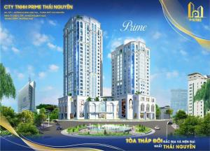 a rendering of two tall buildings in a city at Prime Hotel in Thái Nguyên