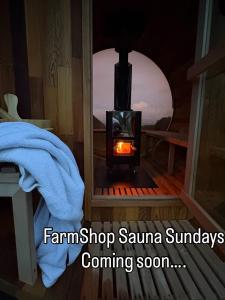 a fire burns in a stove in a room at thecabinatrosehaynesplace in Wairoa