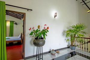 a room with potted plants on the wall at Kataliya Villa in Ahungalla