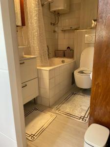a small bathroom with a toilet and a sink at Studio apartman Providenca in Split