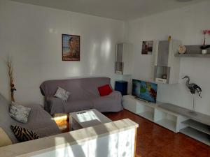 ein Wohnzimmer mit Sofa und Fernseher in der Unterkunft Apartment Lago e Natura in Sandra