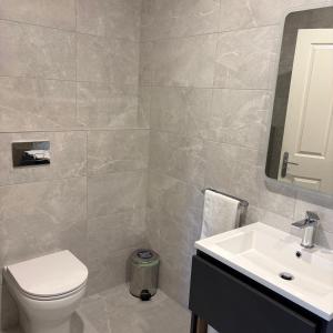a bathroom with a toilet and a sink at Spacious 2 bedroom apartment in Killarney in Killarney +24 photos