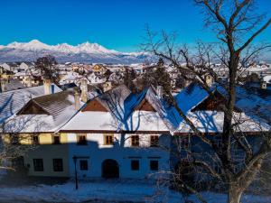 a village covered in snow with mountains in the background at Penzion Nattali in Poprad
