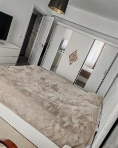 a bedroom with a large bed in a room at Apartament Dem Rădulescu, Rm Vâlcea in Troian