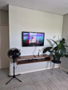 a flat screen tv on a wall in a living room at Blouberg Guest suite, 3 km to the beach, Wi-Fi inc in Parklands