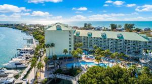 an aerial view of a resort with a swimming pool at Splash Harbour, Harbourside Waterfront Condo in Clearwater Beach
