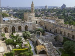 an old building with a city in the background at Koresh 10 -revelin suite in Jerusalem