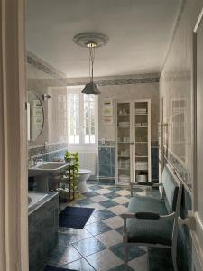 a bathroom with a sink and a toilet at La Chambre d'Adèle in Louhans