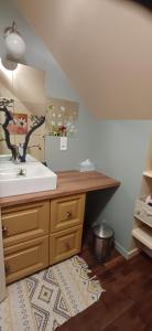 a bathroom with a sink and a mirror at la pause zen in Saint-Georges-sur-Cher