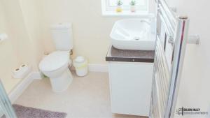 a bathroom with a toilet and a sink at White Jasmine in Stroud in Gloucestershire