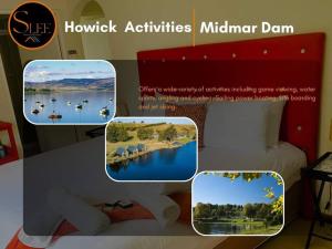 a collage of pictures of a bedroom with a bed at Slee Guest House in Howick