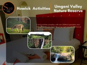 a collage of pictures of a bed and a zebra at Slee Guest House in Howick