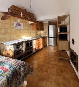 a kitchen with a stainless steel stove and a refrigerator at Vicinanza d'Andraz in Andraz +16 photos